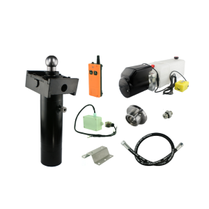 Hydraulika do przyczepy wywrotki, kipra. Zestaw do wywrotu: zasilacz 24V ze sterowaniem bezprzewodowym + siłownik skok 520 udźwig do 5 ton