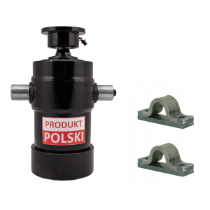 Cylinder siłownik hydrauliczny teleskopowy do przyczepy skok: 1000mm w zestawie z gniazdem do wspawania i mocowaniem sworzni