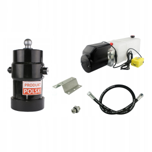 Hydraulika do przyczepy wywrotki, kipra. Zestaw do wywrotu: zasilacz 24V + siłownik skok 750 udźwig do 8 ton