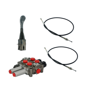 Zestaw hydrauliczny 2 sekcyjny: rozdzielacz 60L z sekcją pływającą + joystick bez przycisków + dwie linki 3m