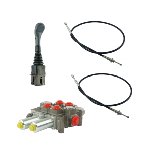 Zestaw hydrauliczny 2 sekcyjny: rozdzielacz 120L z sekcją pływającą + joystick bez przycisków + dwie linki 1m