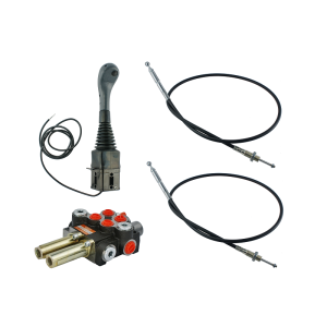 Zestaw hydrauliczny 2 sekcyjny: rozdzielacz 40L + joystick z jednym przyciskiem + dwie linki 1m