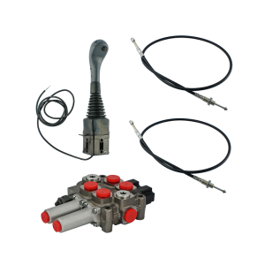 Zestaw hydrauliczny 2 sekcyjny: rozdzielacz 60L z sekcją pływającą + joystick z jednym przyciskiem + dwie linki 2,5m