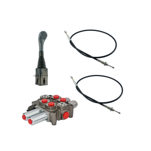 Zestaw hydrauliczny 2 sekcyjny: rozdzielacz 90L + joystick bez przycisków + dwie linki 3m