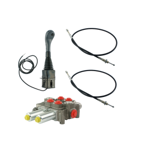 Zestaw hydrauliczny 2 sekcyjny: rozdzielacz 120L z sekcją pływającą + joystick z jednym przyciskiem + dwie linki 2,5m