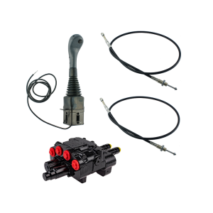 Zestaw hydrauliczny 2 sekcyjny: rozdzielacz 80L z sekcją pływającą + joystick z jednym przyciskiem + dwie linki 3m