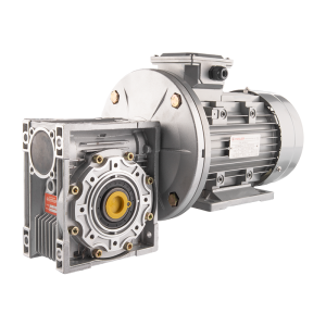 Silnik elektryczny 3-fazowy 380V 2,2 kW w zestawie z przekładnią ślimakową HMRV 75 IEC100 o przełożeniu 1:7,5. Odpowiednik NMRV MOTOVARIO.