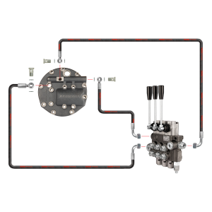 Rozdzielacz hydrauliczny 3 sekcyjny w zestawie z nowego typu pokrywą z wyjściem na rozdzielacz zewnętrzny do ciągnika Ursus C-360 C-360-3P