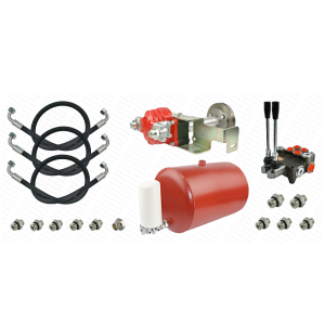 Hydraulika zewnętrzna do Ursusa C-360 pompa 32cm3 z napedem z wału. W zestawie z rozdzielaczem, zbiornikiem 30L, filtrem i przewodami.