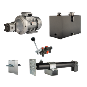 Hydraulika do łuparki do drewna moc łupania: 10 ton czas cyklu łupania: 14-17 sekund. Siłownik pompa silnik zbiornik 75 litrów rozdzielacz 1 sekcyjny