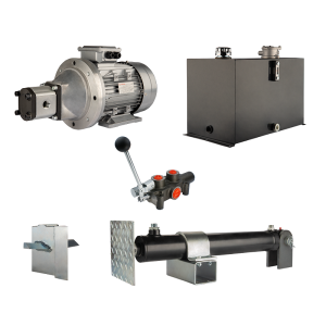 Hydraulika do łuparki do drewna moc łupania: 12 ton czas cyklu łupania: 11-14 sekund. Siłownik pompa silnik zbiornik 75 litrów rozdzielacz 1 sekcyjny