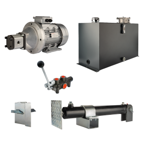 Hydraulika do łuparki do drewna moc łupania: 12 ton czas cyklu łupania: 11-14 sekund. Siłownik pompa silnik zbiornik 100 litrów rozdzielacz 1 sekcyjny
