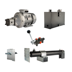Hydraulika do łuparki do drewna moc łupania: 12 ton czas cyklu łupania: 14-17 sekund. Siłownik pompa silnik zbiornik 45 litrów rozdzielacz 1 sekcyjny