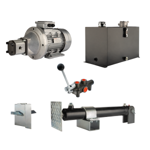 Hydraulika do łuparki do drewna moc łupania: 12 ton czas cyklu łupania: 14-17 sekund. Siłownik pompa silnik zbiornik 75 litrów rozdzielacz 1 sekcyjny