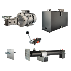 Hydraulika do łuparki do drewna moc łupania: 14 ton czas cyklu łupania: 12-16 sekund. Siłownik pompa silnik zbiornik 100 litrów rozdzielacz 1 sekcyjny