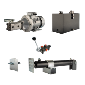 Hydraulika do łuparki do drewna moc łupania: 12 ton czas cyklu łupania: 10-13 sekund. Siłownik pompa silnik zbiornik 75 litrów rozdzielacz 1 sekcyjny