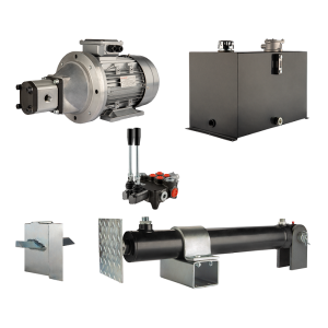 Hydraulika do łuparki do drewna moc łupania: 19 ton czas cyklu łupania: 14-17 sekund. Siłownik pompa silnik zbiornik 75 litrów rozdzielacz 2 sekcyjny