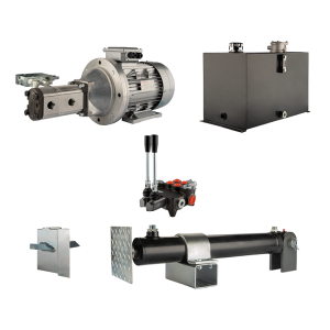 Hydraulika do łuparki do drewna moc łupania: 16 ton czas cyklu łupania: 17-20 sekund. Siłownik pompa silnik zbiornik 75 litrów rozdzielacz 2 sekcyjny