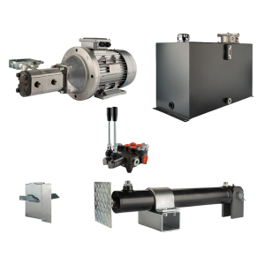 Hydraulika do łuparki do drewna moc łupania: 16 ton czas cyklu łupania: 10-13 sekund. Siłownik pompa silnik zbiornik 100 litrów rozdzielacz 2 sekcyjny
