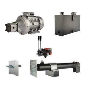 Hydraulika do łuparki do drewna moc łupania: 10 ton czas cyklu łupania: 18-21 sekund. Siłownik pompa silnik zbiornik 45 litrów rozdzielacz 2 sekcyjny