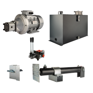 Hydraulika do łuparki do drewna moc łupania: 10 ton czas cyklu łupania: 14-17 sekund. Siłownik pompa silnik zbiornik 100 litrów rozdzielacz 2 sekcyjny