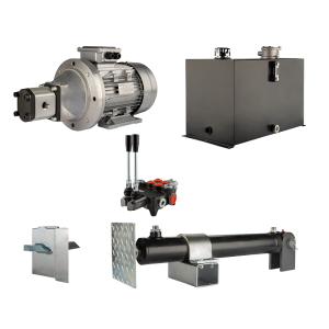 Hydraulika do łuparki do drewna moc łupania: 9 ton czas cyklu łupania: 11-14 sekund. Siłownik pompa silnik zbiornik 75 litrów rozdzielacz 2 sekcyjny