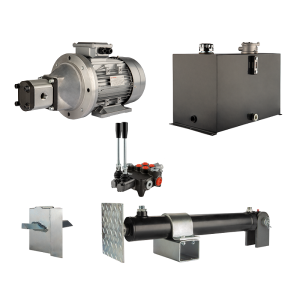 Hydraulika do łuparki do drewna moc łupania: 8 ton czas cyklu łupania: 14-17 sekund. Siłownik pompa silnik zbiornik 75 litrów rozdzielacz 2 sekcyjny