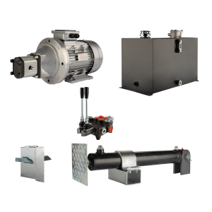 Hydraulika do łuparki do drewna moc łupania: 8 ton czas cyklu łupania: 9-12 sekund. Siłownik pompa silnik zbiornik 75 litrów rozdzielacz 2 sekcyjny