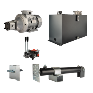 Hydraulika do łuparki do drewna moc łupania: 6 ton czas cyklu łupania: 14-17 sekund. Siłownik pompa silnik zbiornik 100 litrów rozdzielacz 2 sekcyjny