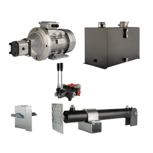 Hydraulika do łuparki do drewna moc łupania: 6 ton czas cyklu łupania: 9-12 sekund. Siłownik pompa silnik zbiornik 75 litrów rozdzielacz 2 sekcyjny
