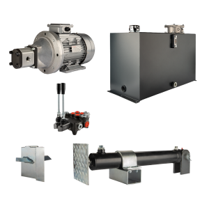 Hydraulika do łuparki do drewna moc łupania: 5 ton czas cyklu łupania: 18-21 sekund. Siłownik pompa silnik zbiornik 100 litrów rozdzielacz 2 sekcyjny