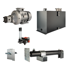 Hydraulika do łuparki do drewna moc łupania: 5 ton czas cyklu łupania: 11-14 sekund. Siłownik pompa silnik zbiornik 100 litrów rozdzielacz 2 sekcyjny