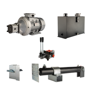 Hydraulika do łuparki do drewna moc łupania: 5 ton czas cyklu łupania: 11-14 sekund. Siłownik pompa silnik zbiornik 45 litrów rozdzielacz 2 sekcyjny