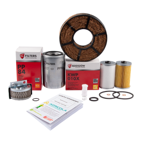 Pełny zestaw filtrów do ciągnika Ursus C-360 Filtr oleju silnika + filtry paliwa + wkład odstojnika paliwa + filtr pompy podnośnika + filtr powietrza  + książka serwisowa