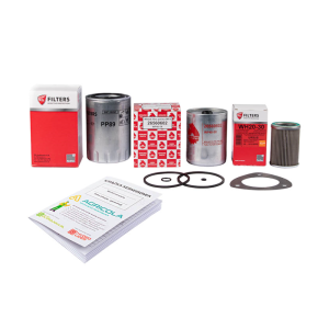 Zestaw filtrów do ciągnika MF4 Filtr oleju silnika + filtr paliwa + filtr oleju podnośnika + książka serwisowa