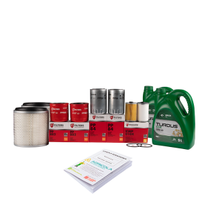 Zestaw filtrów do ciągnika Ursus C-385 Filtry oleju silnika + filtry paliwa + wkład filtra powietrza + olej silnikowy TURDUS 15W40 10L + książka serwisowa