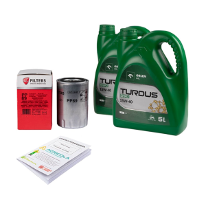 Filtr oleju silnika PP89 PP-8.9 do ciągnika MF4 + olej silnikowy TURDUS 15W40 10L + książka serwisowa