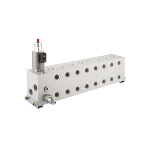 Płyta przyłączeniowa blok zaworowy z regulatorem przepływu 8 sekcyjny CETOP3 NG6