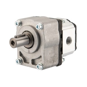 Pompa hydrauliczna zębata prawa grupy 1, obroty prawe, objętość: 3,05cm3/obr, wydajność (1500obr/min): 4,57L/min + przystawka podpora łożyskowa łożyskowanie pompy GR1 1:8 Z14 z wałkiem cylindrycznym