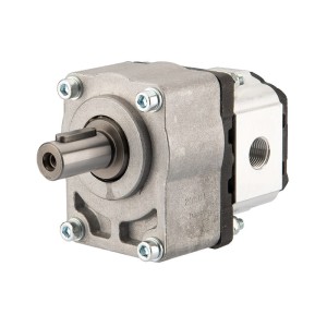 Pompa hydrauliczna zębata prawa grupy 1, obroty prawe, objętość: 6,25cm3/obr, wydajność (1500obr/min): 9,37L/min + przystawka podpora łożyskowa łożyskowanie pompy GR1 1:8 Z14 z wałkiem cylindrycznym