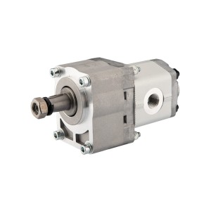 Pompa hydrauliczna zębata prawa grupy 1, obroty prawe, objętość: 3,20cm3/obr, wydajność (1500obr/min): 4,80L/min + przystawka podpora łożyskowa łożyskowanie pompy GR1 1:8 Z14 z wałkiem stożkowym