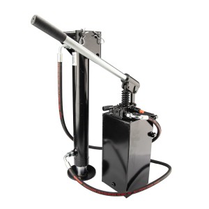 Stopa podporowa hydrauliczna cylinder siłownik dwustronnego działania długość: 690mm skok 500mm + mocowanie w zestawie z pompą ręczną 45cm3,  zbiornikiem oleju 10L i przewodami hydraulicznymi