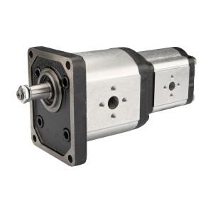 Pompa hydrauliczna zębata Hydrosila prawa 2-sekcyjna grupa 3 + 2 objętość: 39/22 cm3/obr wydajność (1500obr): 58/33 L/min