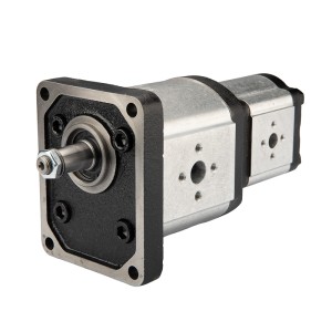 Pompa hydrauliczna zębata Hydrosila prawa 2-sekcyjna grupa 3 + 2 objętość: 39/16 cm3/obr wydajność (1500obr): 58/24 L/min