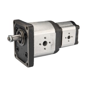 Pompa hydrauliczna zębata Hydrosila prawa 2-sekcyjna grupa 3 + 2 objętość: 33/16 cm3/obr wydajność (1500obr): 50/24 L/min