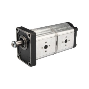 Pompa hydrauliczna zębata Hydrosila prawa 2-sekcyjna grupy 2 objętość: 26/26 cm3/obr wydajność (1500obr): 39/39 L/min