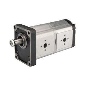 Pompa hydrauliczna zębata Hydrosila prawa 2-sekcyjna grupy 2 objętość: 20/20 cm3/obr wydajność (1500obr): 30/30 L/min