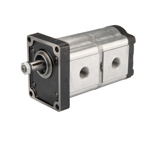 Pompa hydrauliczna zębata Hydrosila prawa 2-sekcyjna grupy 2 objętość: 16/14 cm3/obr wydajność (1500obr): 24/21 L/min
