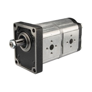 Pompa hydrauliczna zębata Hydrosila prawa 2-sekcyjna grupy 2 objętość: 14/14 cm3/obr wydajność (1500obr): 21/21 L/min