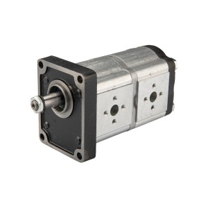 Pompa hydrauliczna zębata Hydrosila prawa 2-sekcyjna grupy 2 objętość: 14/12 cm3/obr wydajność (1500obr): 21/18 L/min